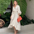 V-neck lapel waist-skimming dress(Buy 2 free shipping)