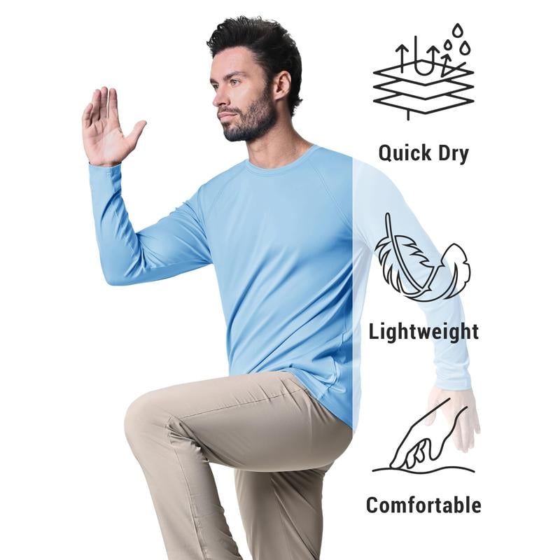 🏕️50K+ Sold⚡Men’s UPF 50+ Long Sleeve Performance Shirt – Quick Dry, Lightweight & Breathable