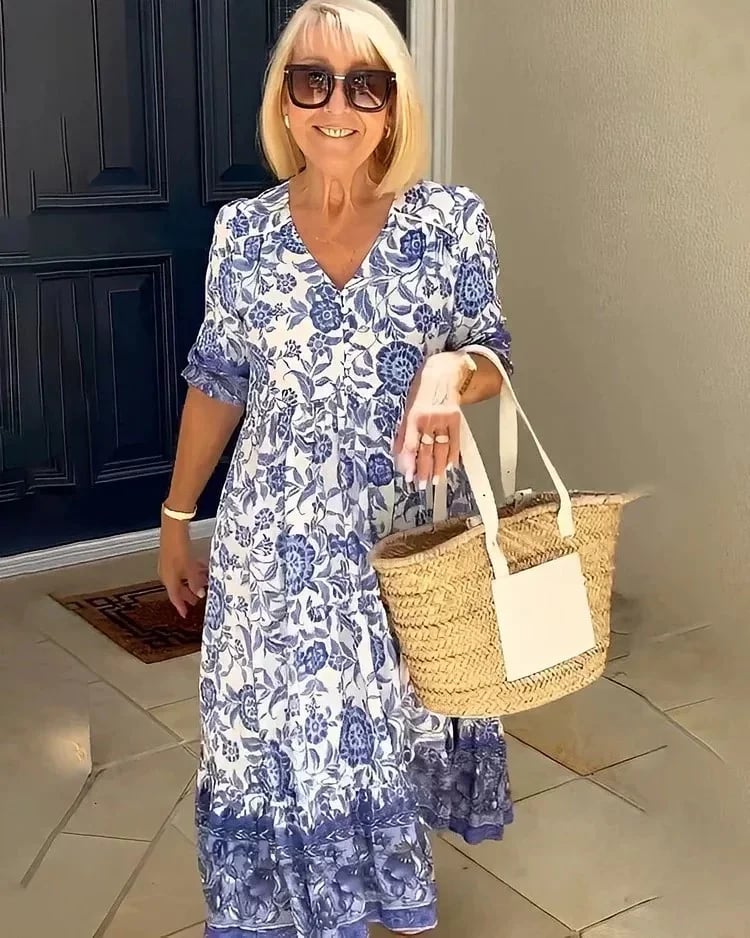 e???Early Mother's Day Sale - 48% OFFe???V-neck Bohemian Dress(Buy 2 Free shipping)