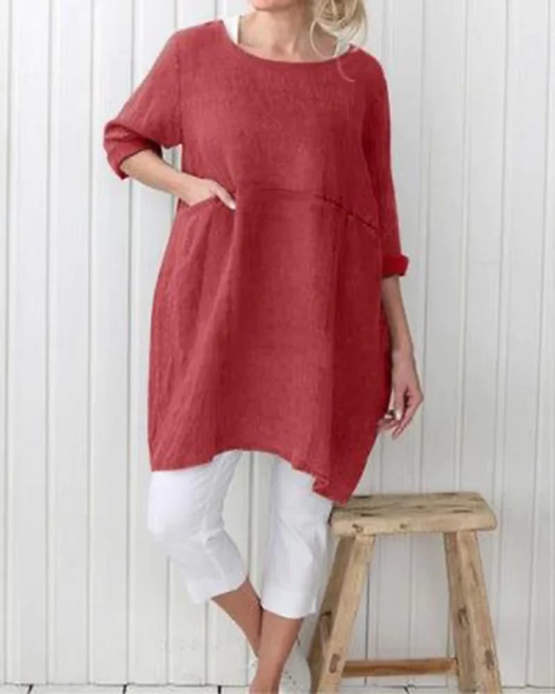 And Mid-Sleeve Plus Size Blouse Mini Dress