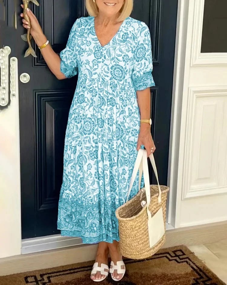e???Early Mother's Day Sale - 48% OFFe???V-neck Bohemian Dress(Buy 2 Free shipping)