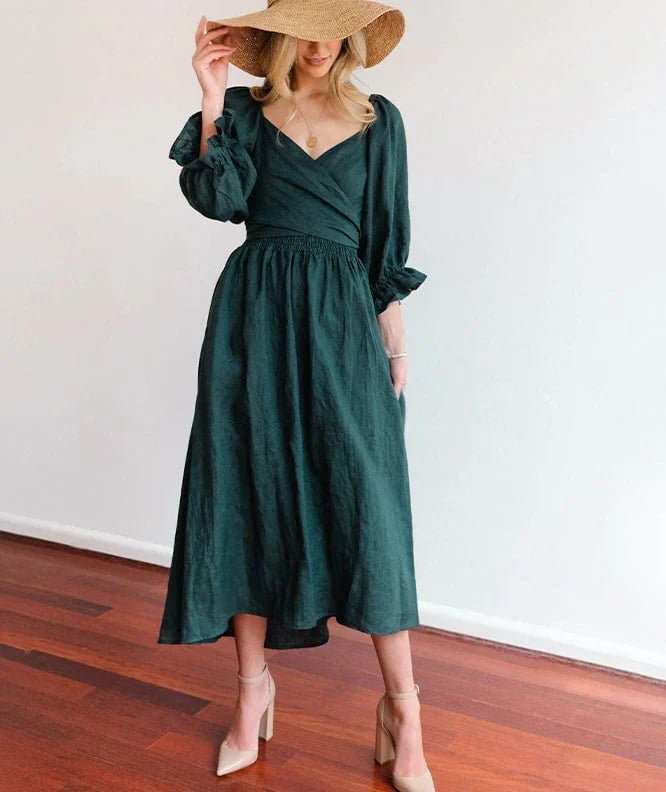 e???Early Mother's Day Sale - 48% OFFe???French Ruffled Lantern Sleeves Multi-wear Dress
