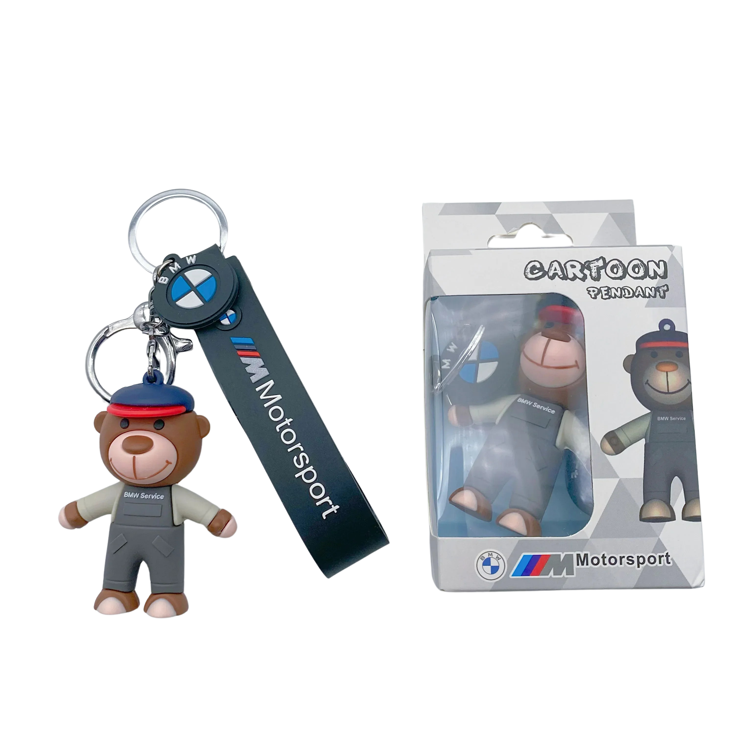 Cute Cartoon Bear Silicone Keychain Set