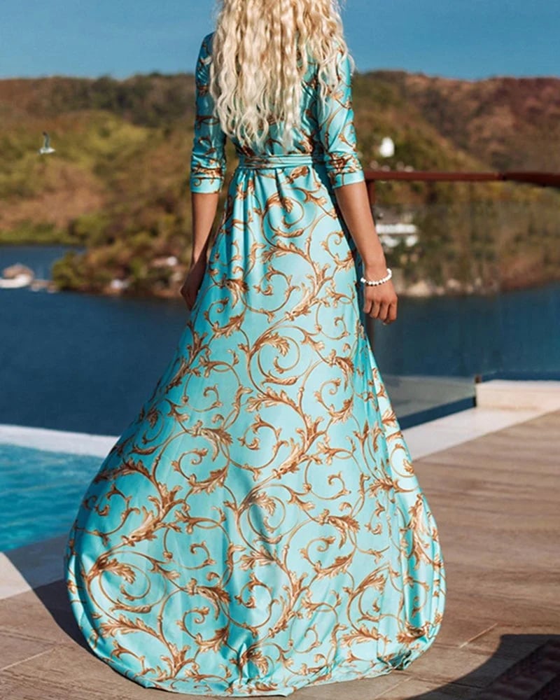 Printed V-neck Dress