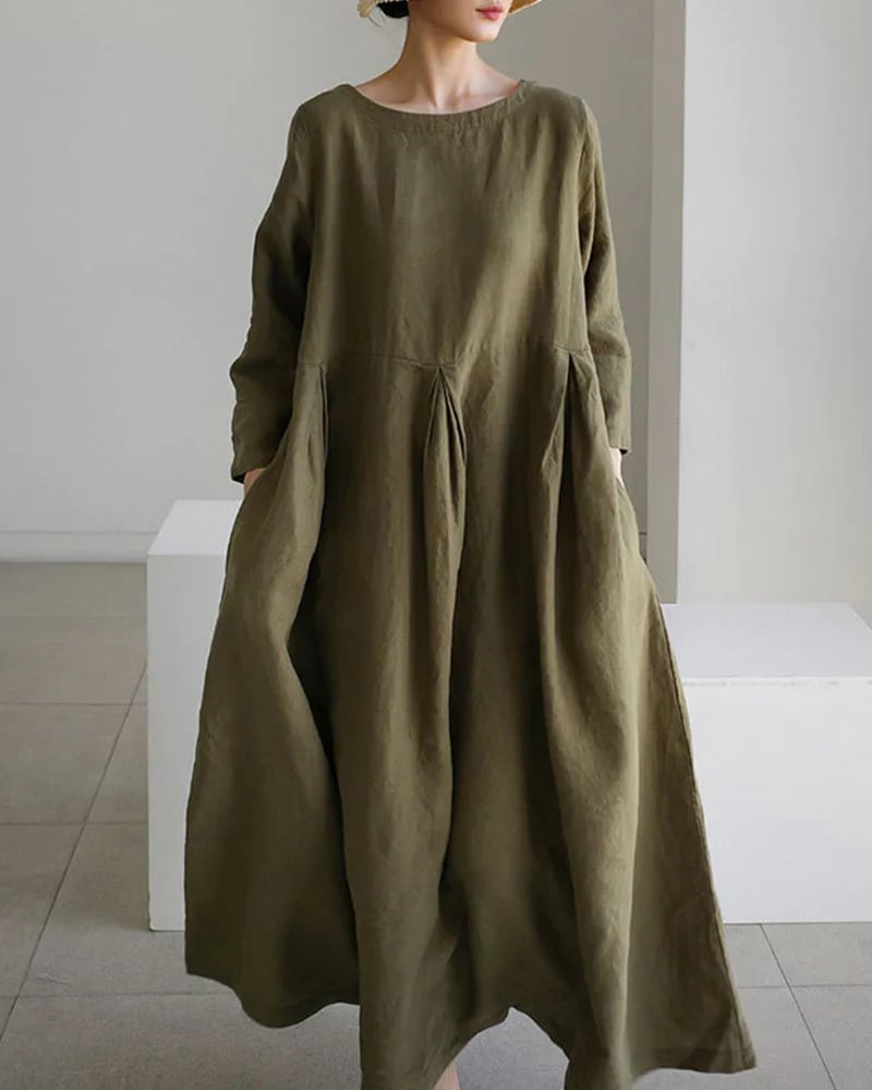 Dress Loose Casual Oversized Long Sleeve Midi Dress