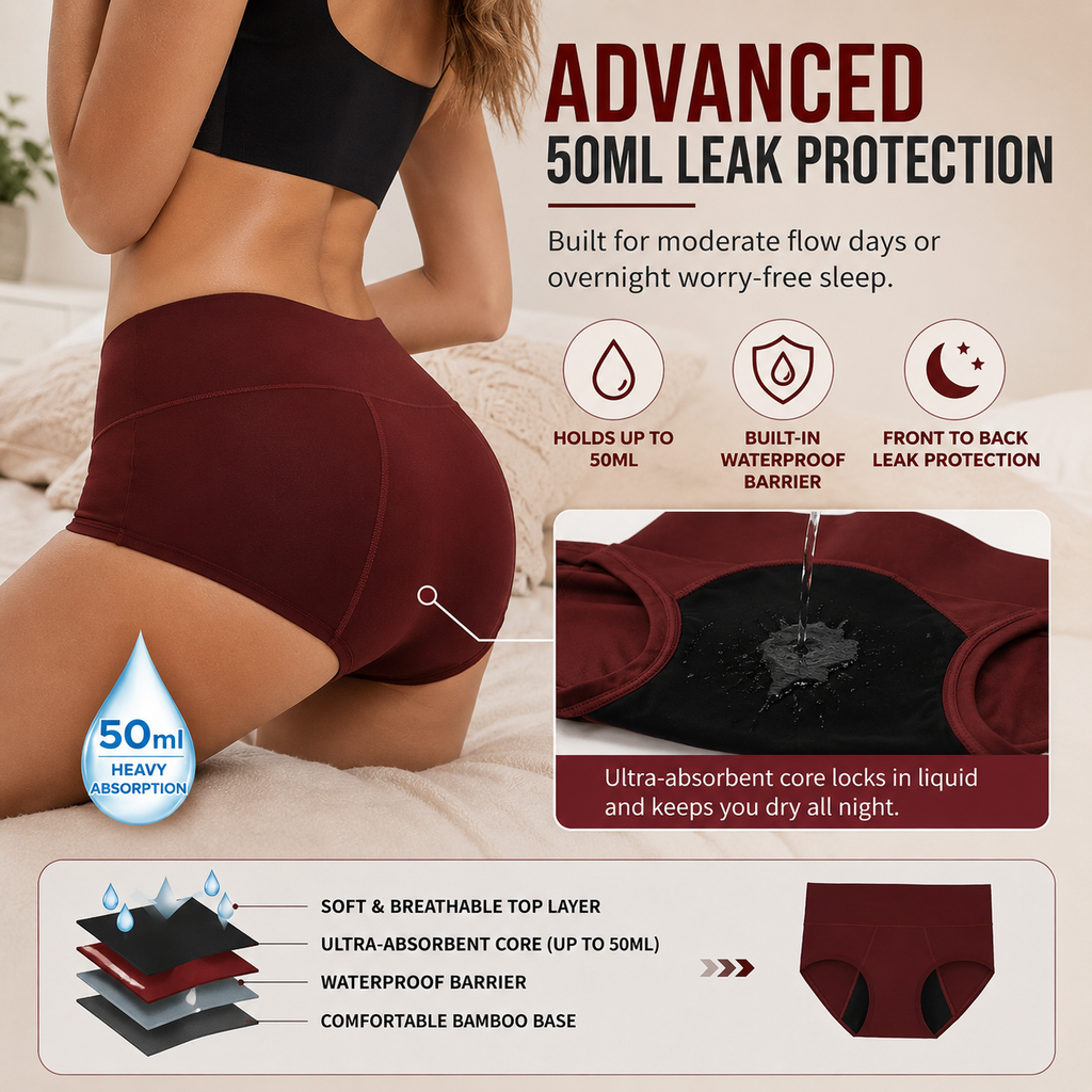 High-Waisted Bamboo Viscose Period Underwear (3-Pack) e???a?¨