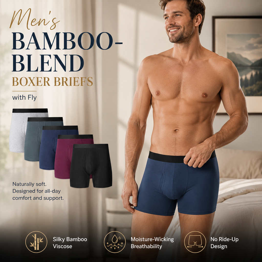 Men's Bamboo-Blend Boxer Briefs with Fly 🩲✨