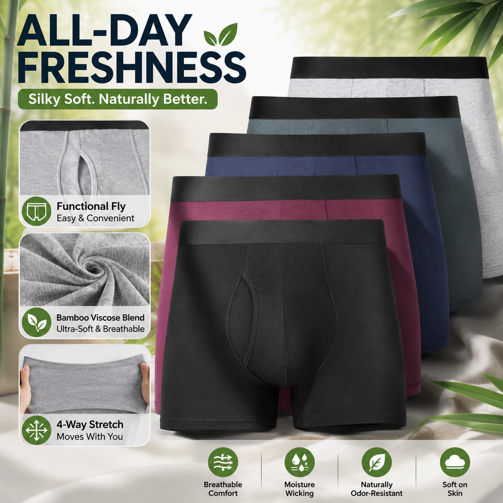 Men's Bamboo-Blend Boxer Briefs with Fly 🩲✨