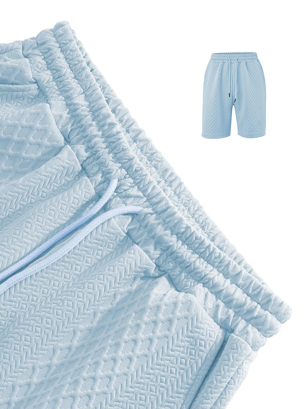 Men's Solid Polo Shirt & Drawstring Shorts Two-Piece Set