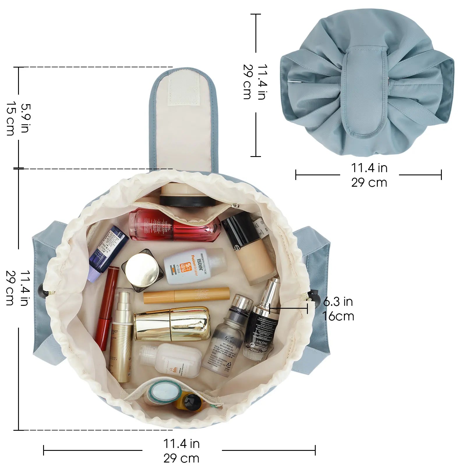 Large Barrel Drawstring Makeup Bag