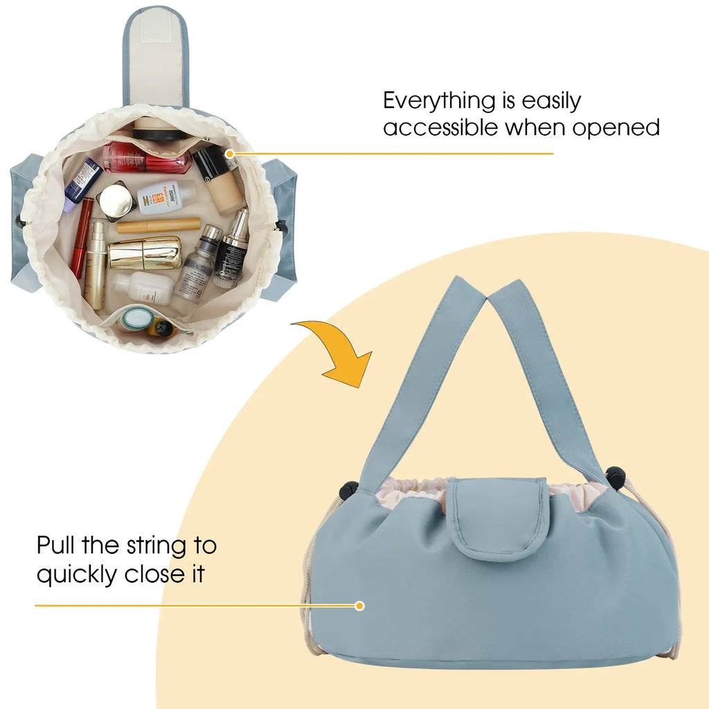Large Barrel Drawstring Makeup Bag
