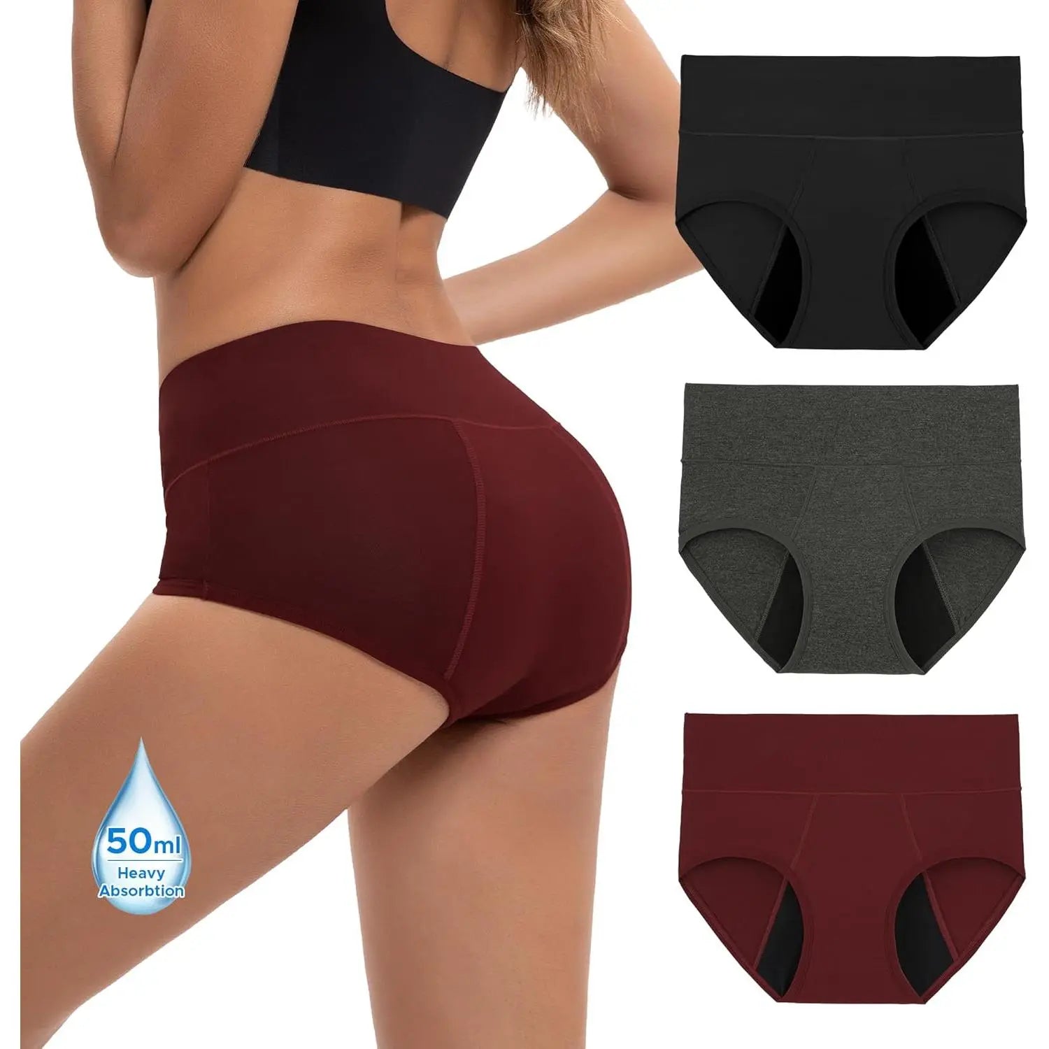 High-Waisted Bamboo Viscose Period Underwear (3-Pack) e???a?¨