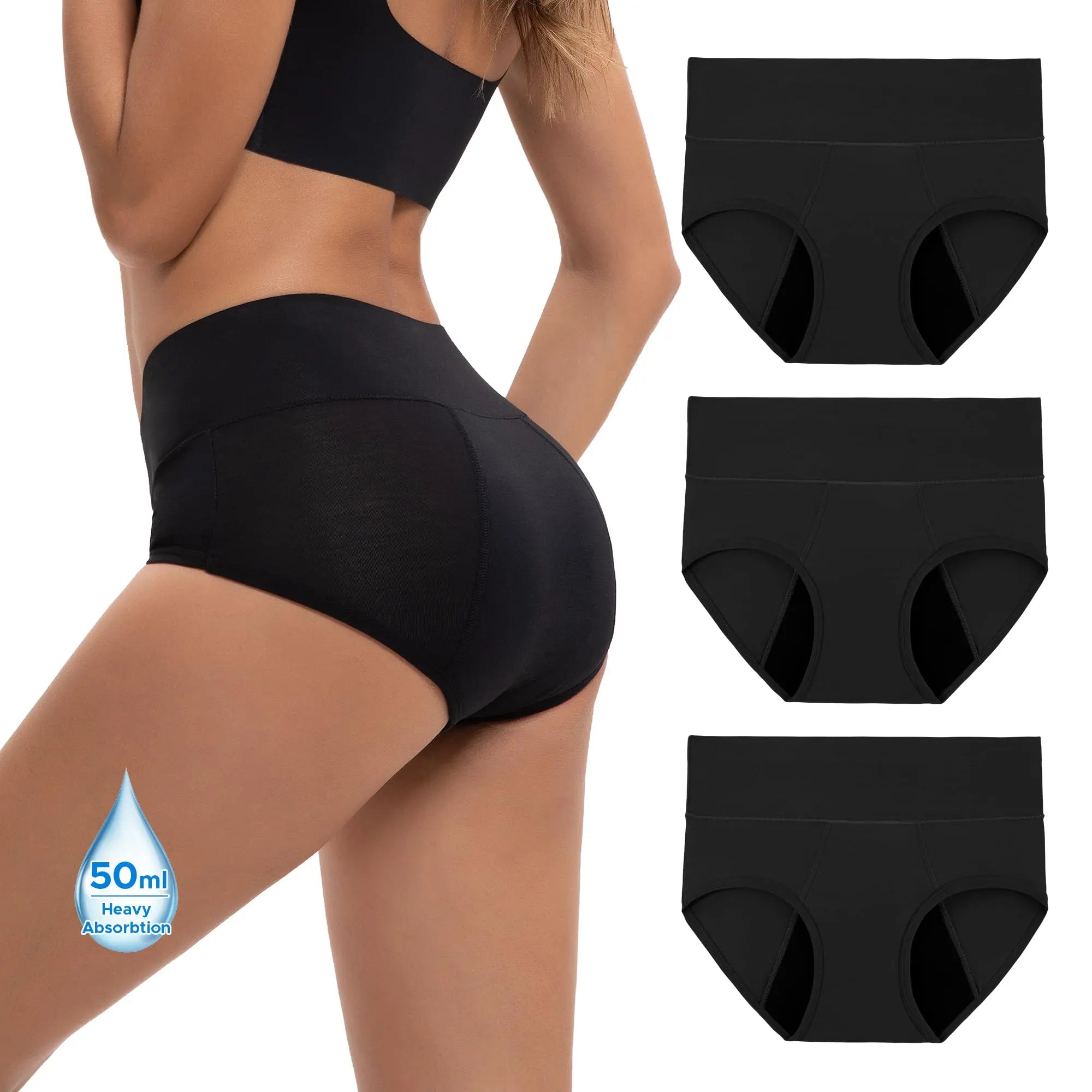 High-Waisted Bamboo Viscose Period Underwear (3-Pack) e???a?¨