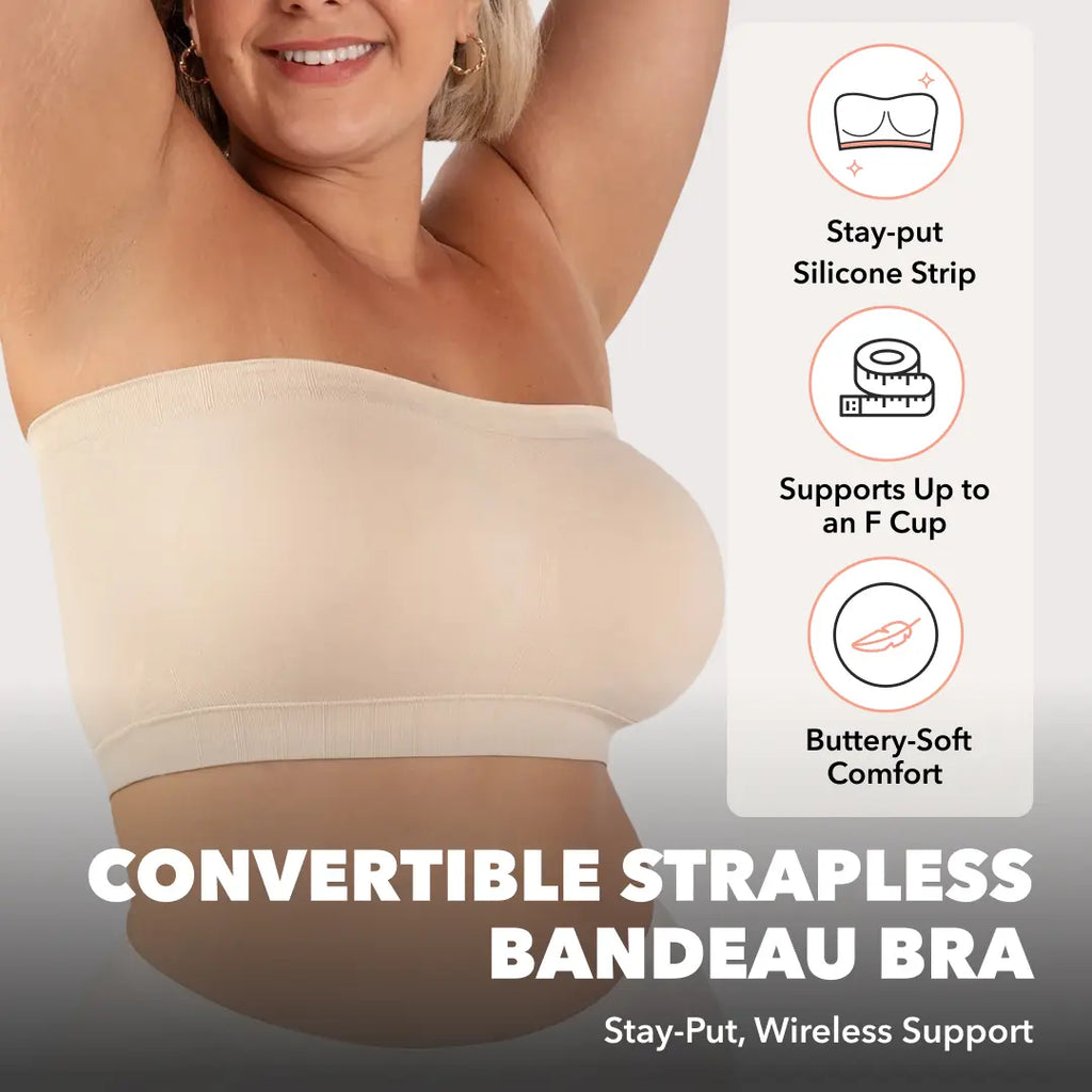 Convertible Strapless Wireless Bandeau Bra e???e???