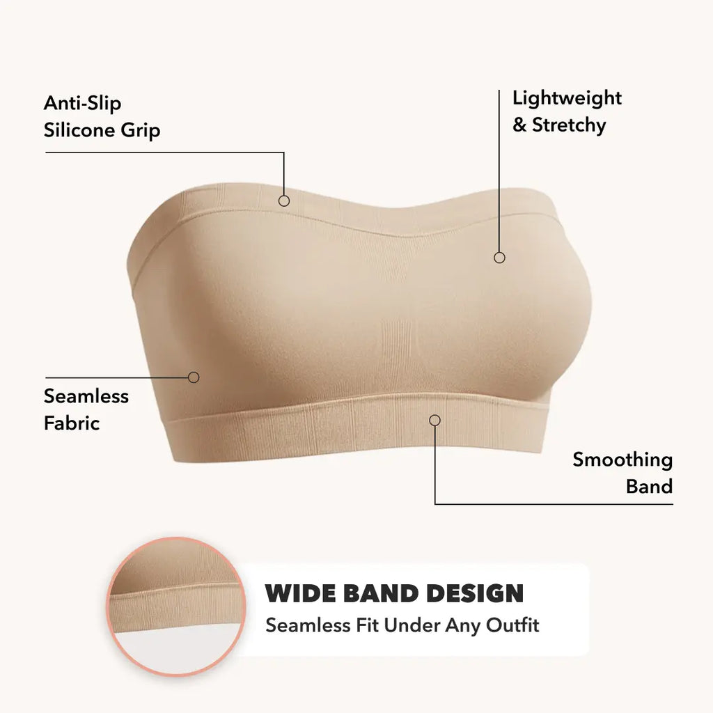 Convertible Strapless Wireless Bandeau Bra e???e???