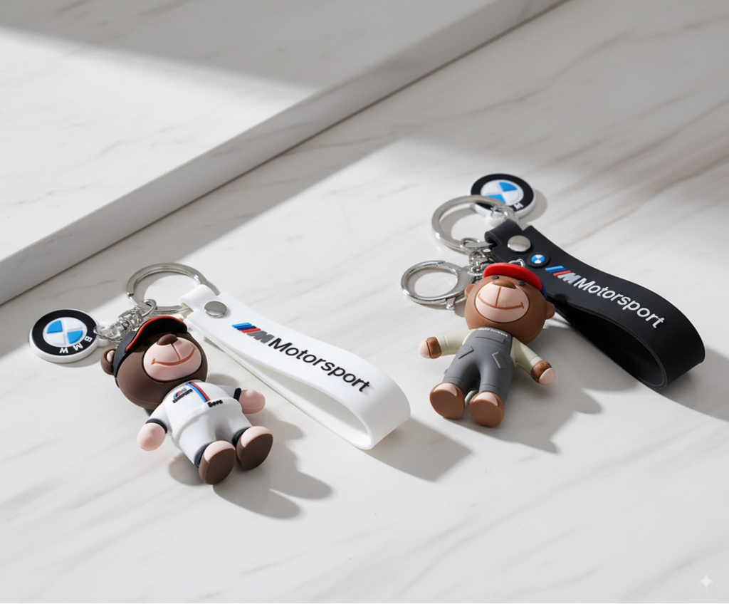 Cute Cartoon Bear Silicone Keychain Set