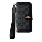CO Luxury Pattern Wallet iPhone Case with Card Holder and Strap