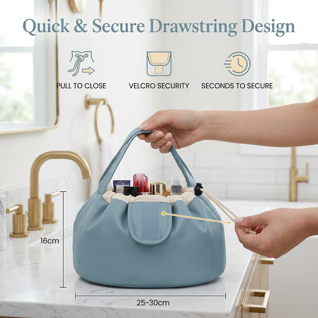 Large Barrel Drawstring Makeup Bag