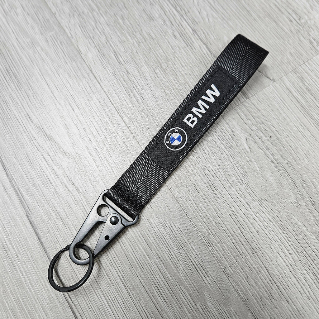 BRAND NEW  Black Racing Keychain Metal key Ring Hook Strap Lanyard Universal