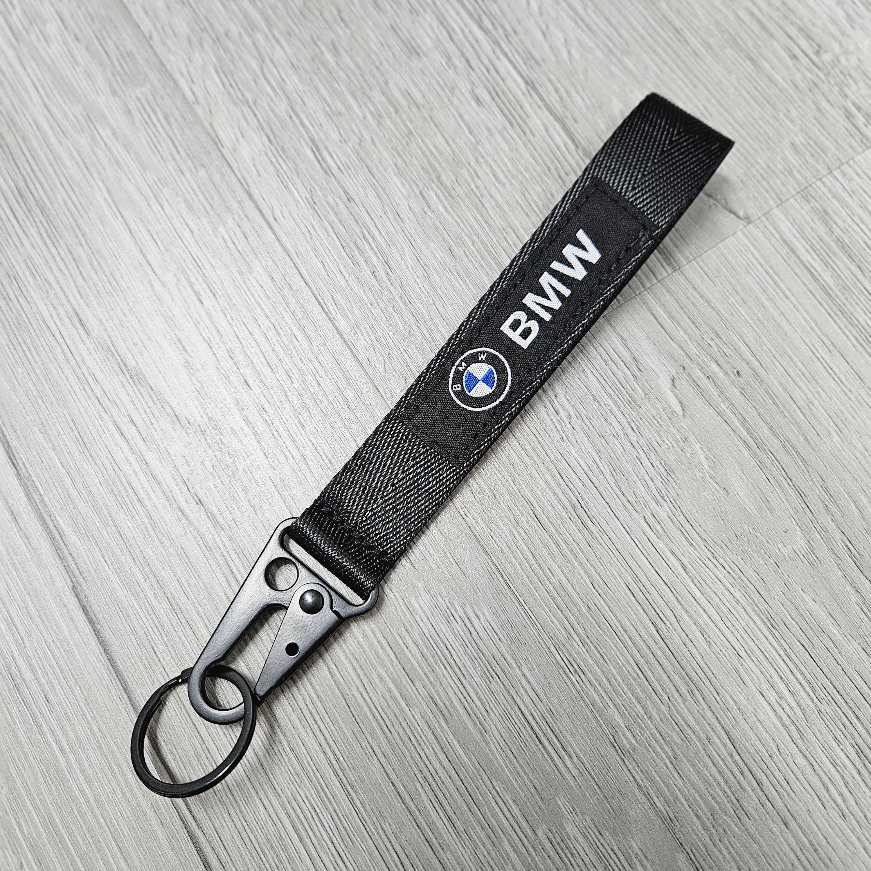 BRAND NEW  Black Racing Keychain Metal key Ring Hook Strap Lanyard Universal