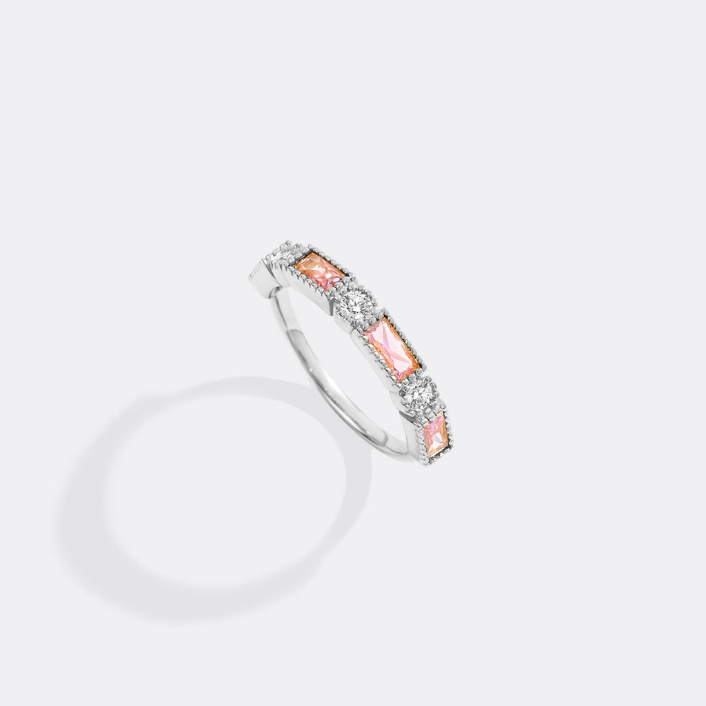 Personalized Round and Baguette Birthstone Ring