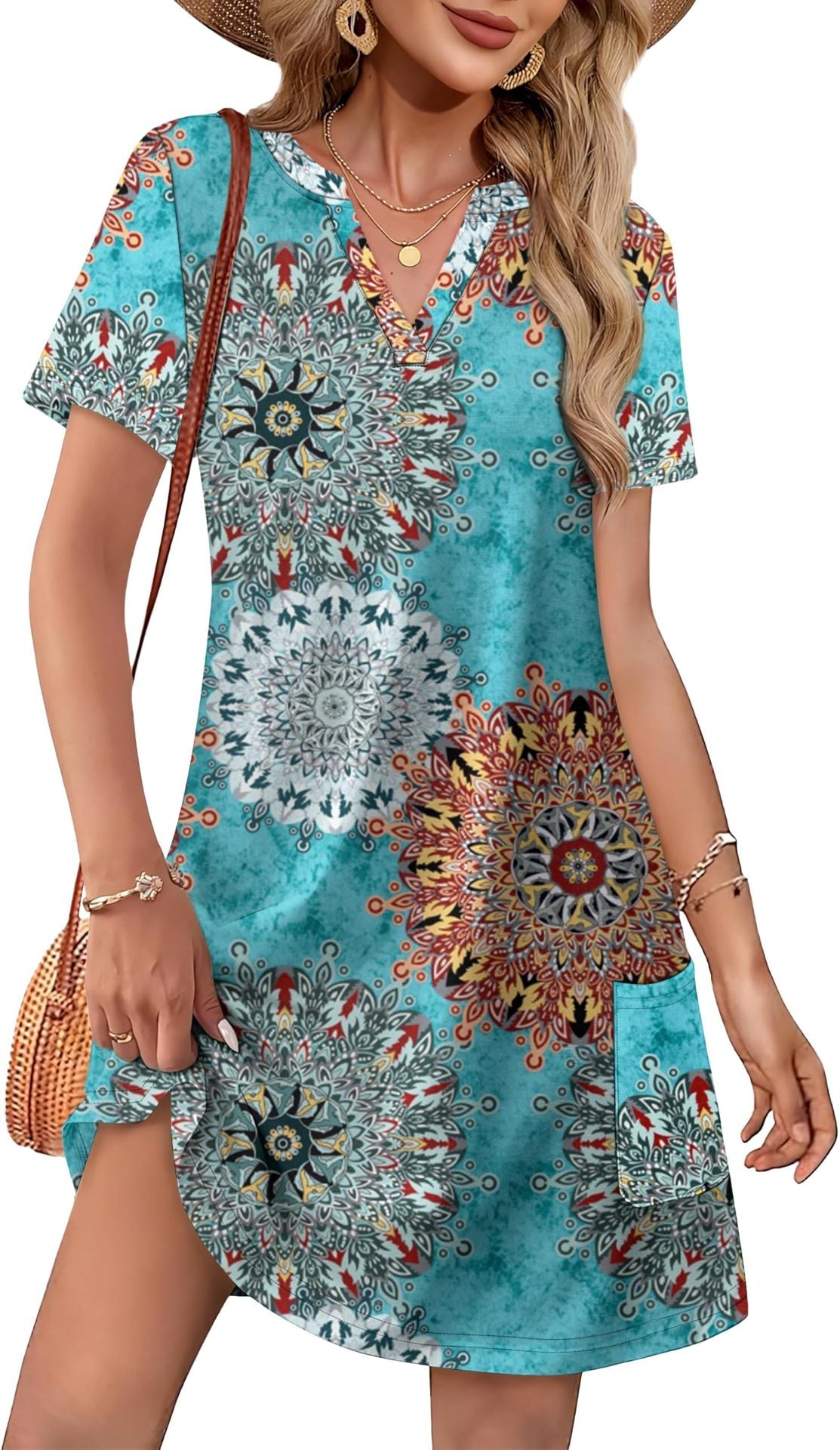 Casual V-Neck Summer Vacation Dress e???a?¨