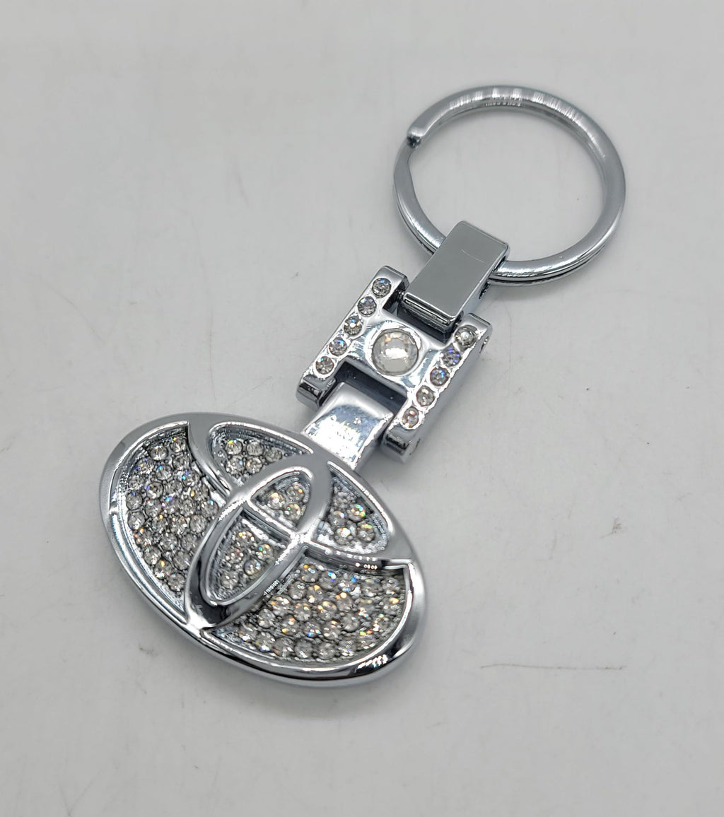 Crystal-Embellished Metal Keychain