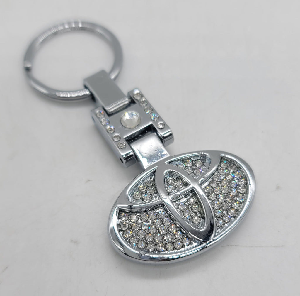 Crystal-Embellished Metal Keychain