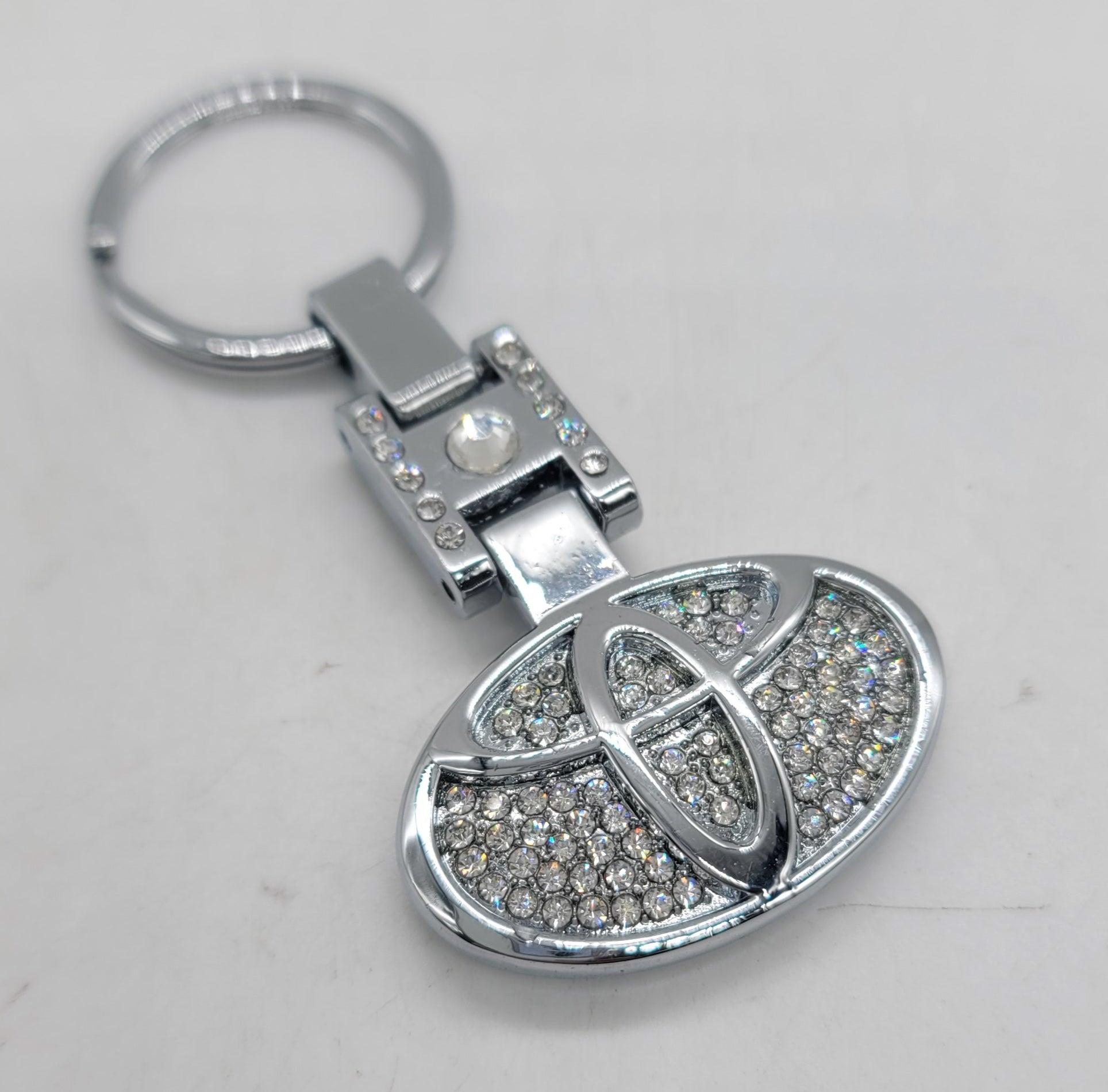Crystal-Embellished Metal Keychain
