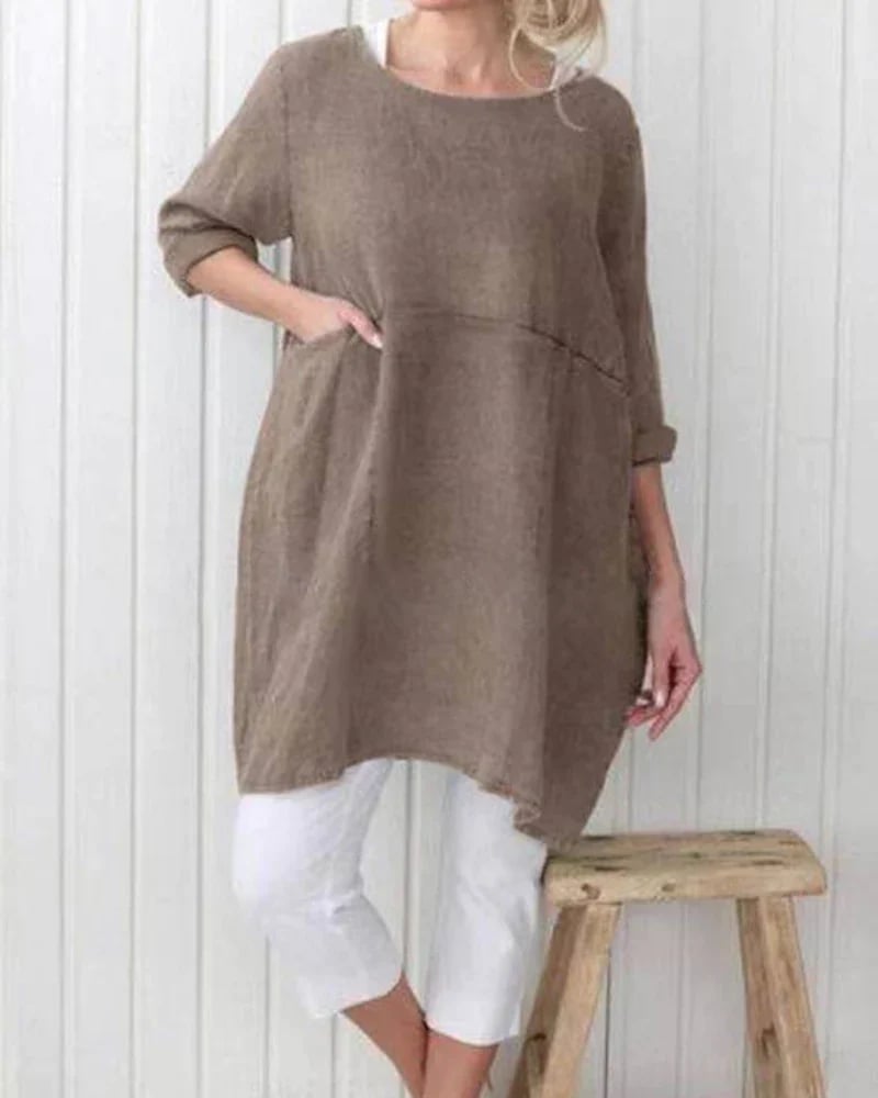 And Mid-Sleeve Plus Size Blouse Mini Dress