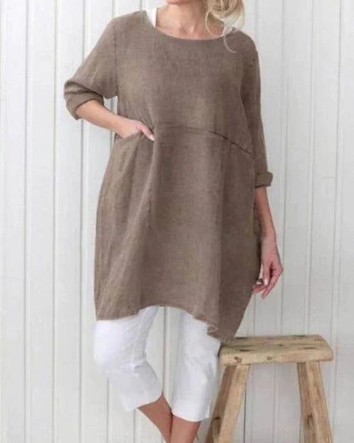 And Mid-Sleeve Plus Size Blouse Mini Dress