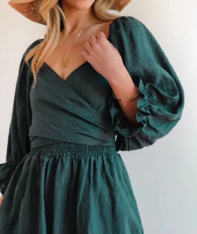 e???Early Mother's Day Sale - 48% OFFe???French Ruffled Lantern Sleeves Multi-wear Dress