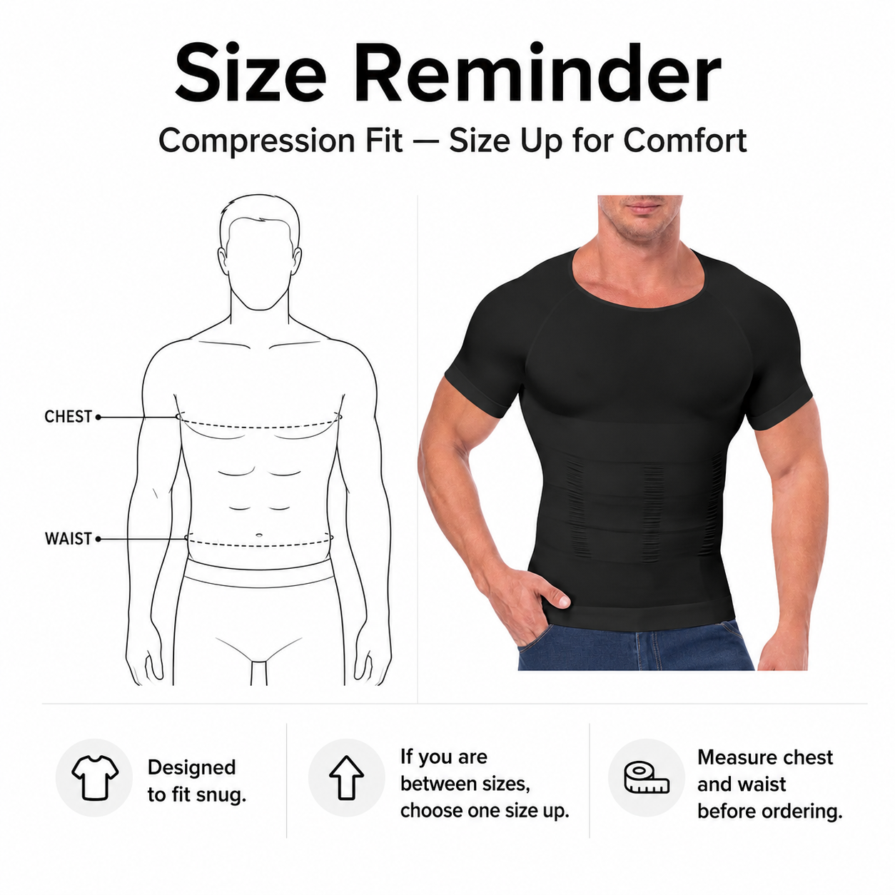 Men’s Compression Shaping Shirt – Short Sleeve Slim Fit Top