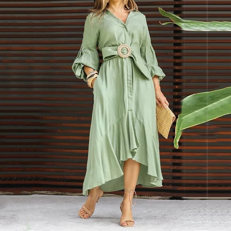 V-neck lapel waist-skimming dress(Buy 2 free shipping)