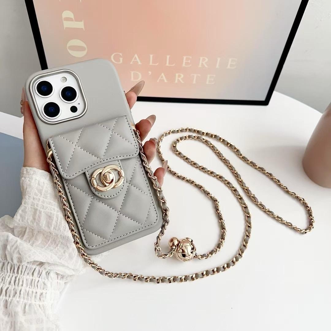 Quilted Crossbody iPhone Case with Chain Strap & Card Pocket