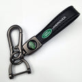 Sleek Leather Keychain with Metal Carabiner – Distinctive Green Emblem Accessory for Keys & Bags