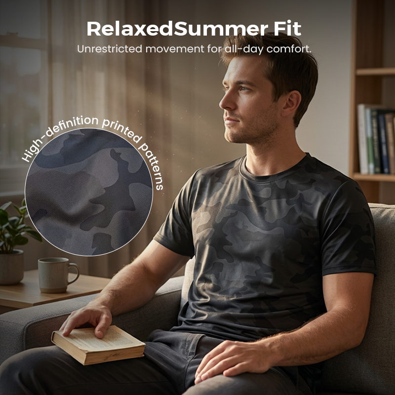 🏃‍♂️ Men's Quick Dry Camo Sports T-Shirt – Moisture Wicking & Active Fit – Train in Style 💪